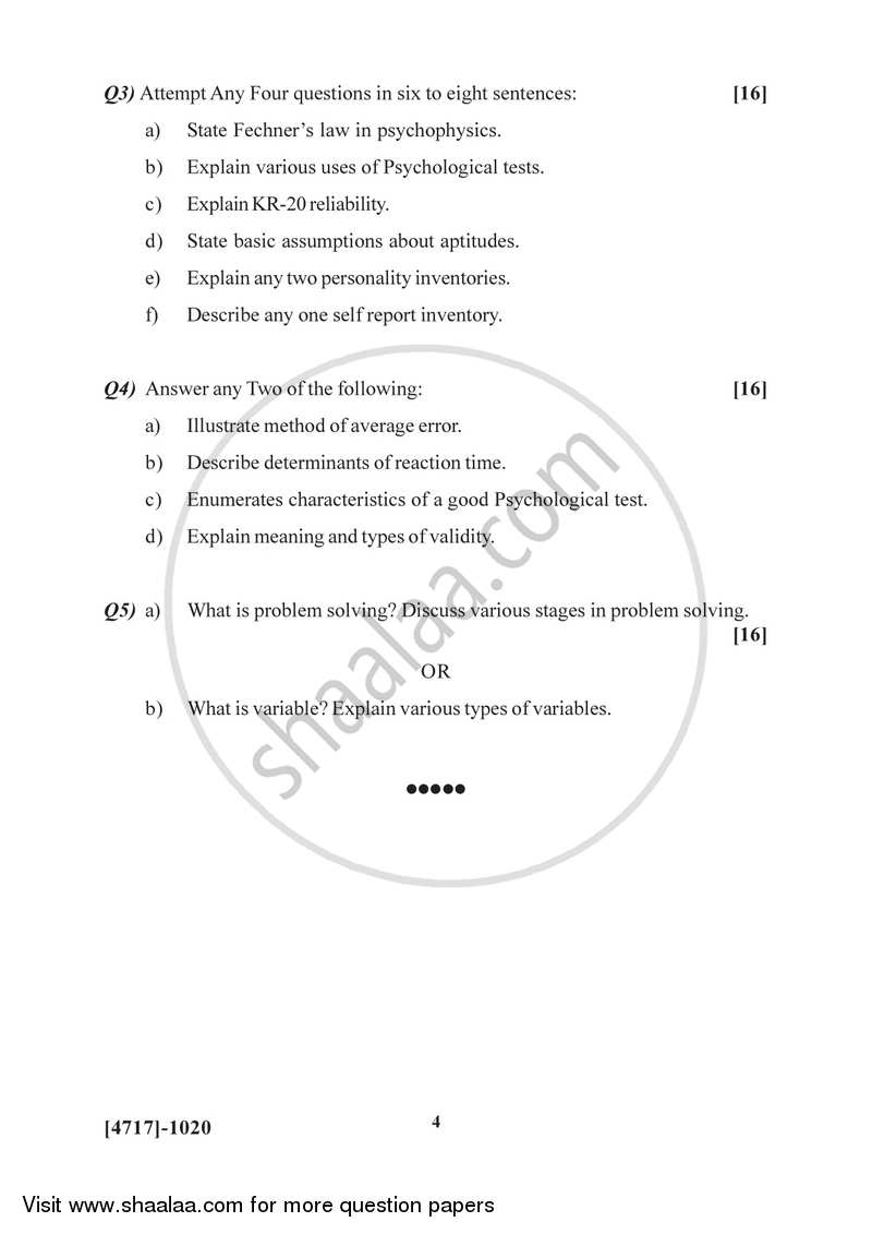 Experimental Psychology and Psychological Testing 2014-2015 - B.Sc. - Semester 2 (FYBSc) - University of Pune question paper with PDF download