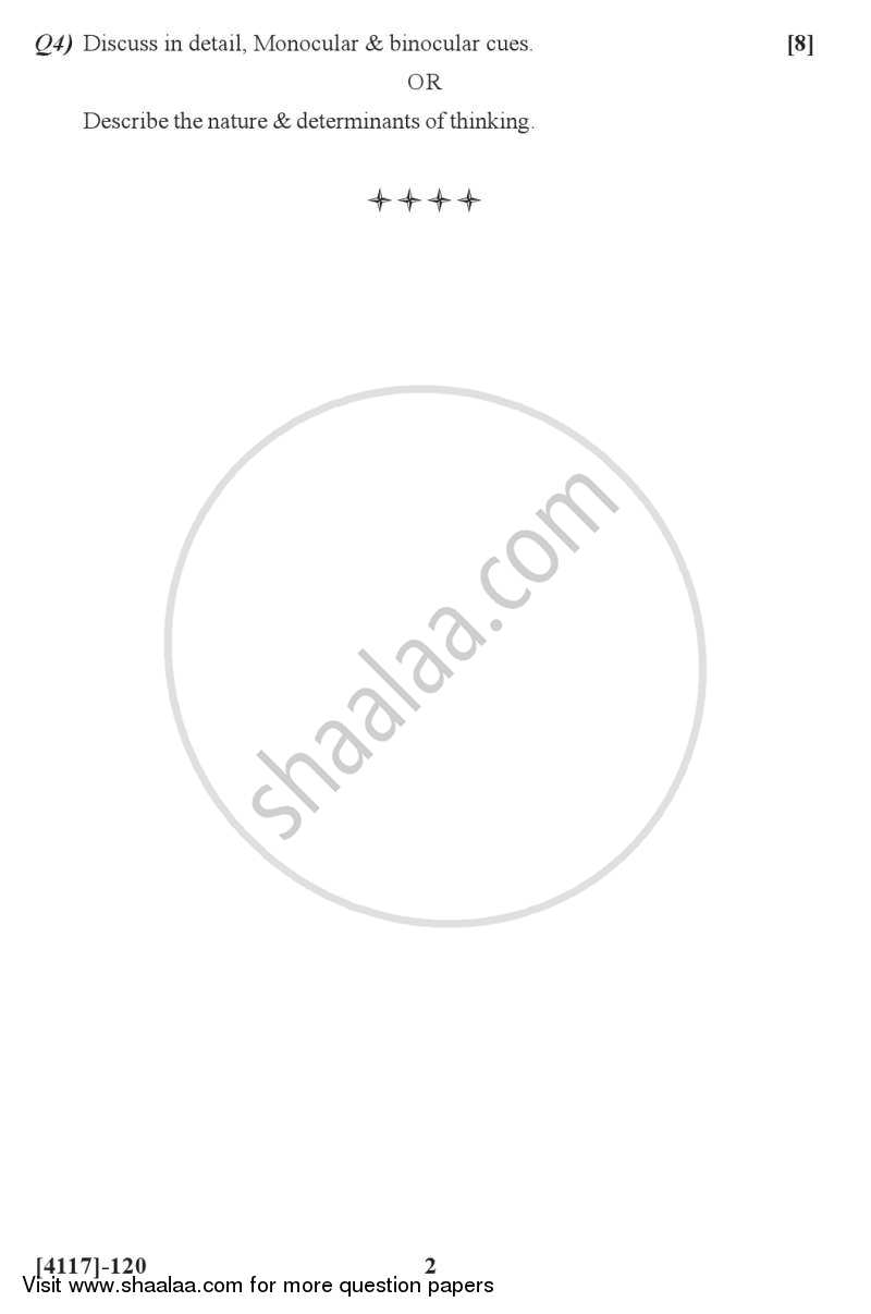 Experimental Psychology 2012-2013 - B.Sc. - Semester 3 (SYBSc) - University of Pune question paper with PDF download