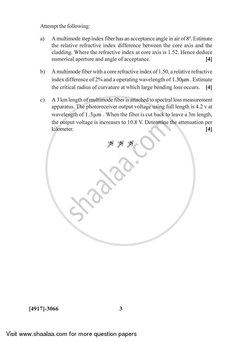 Fiber Optic Communication 2015-2016 - B.Sc. - Semester 5 (TYBSc) - University of Pune question paper with PDF download