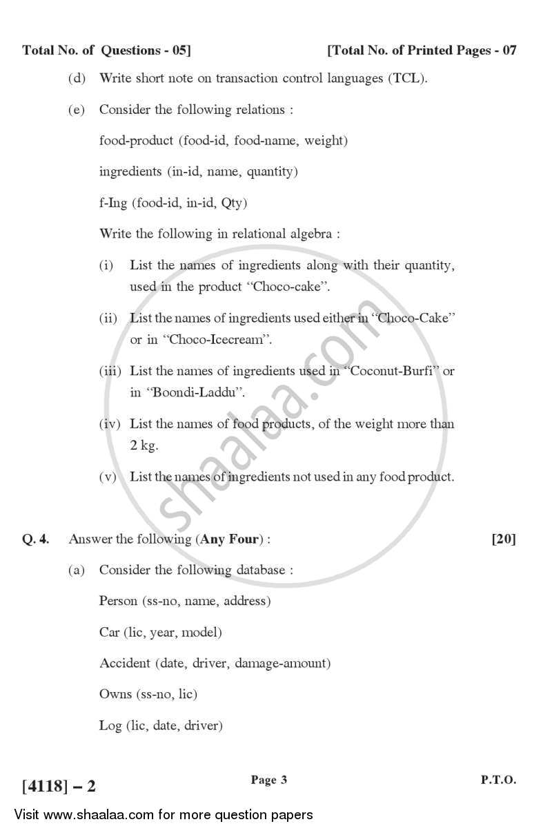 File Organization and Fundamental of Databases 2012-2013 - B.Sc. - Semester 2 (FYBSc) - University of Pune question paper with PDF download