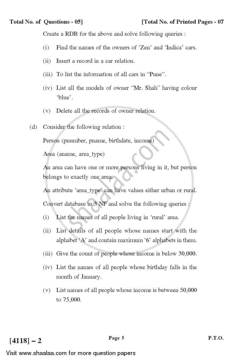 File Organization and Fundamental of Databases 2012-2013 - B.Sc. - Semester 2 (FYBSc) - University of Pune question paper with PDF download