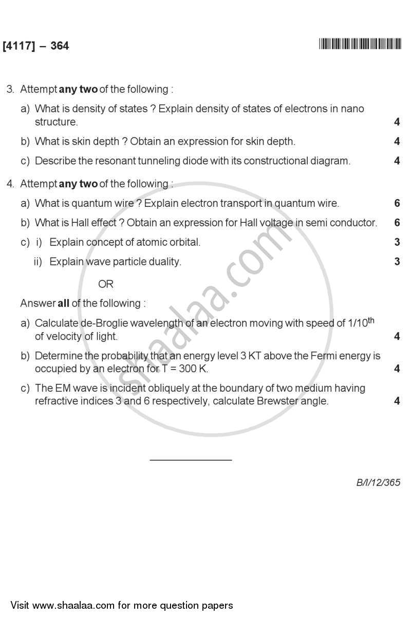 Foundation of Nanoelectronics 2012-2013 - B.Sc. - Semester 5 (TYBSc) - University of Pune question paper with PDF download