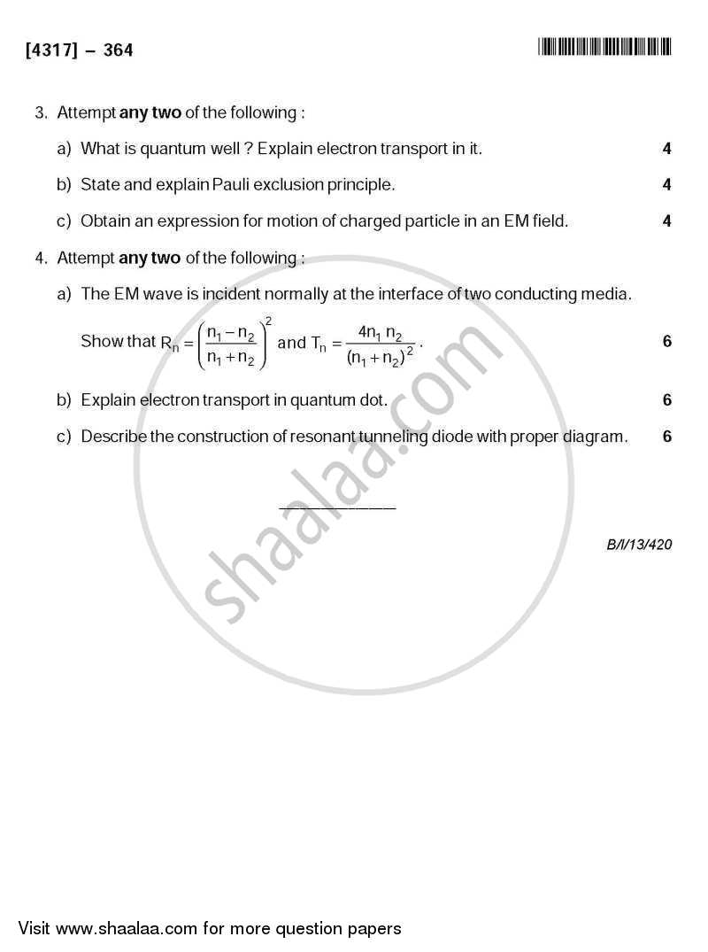 Foundation of Nanoelectronics 2013-2014 - B.Sc. - Semester 5 (TYBSc) - University of Pune question paper with PDF download