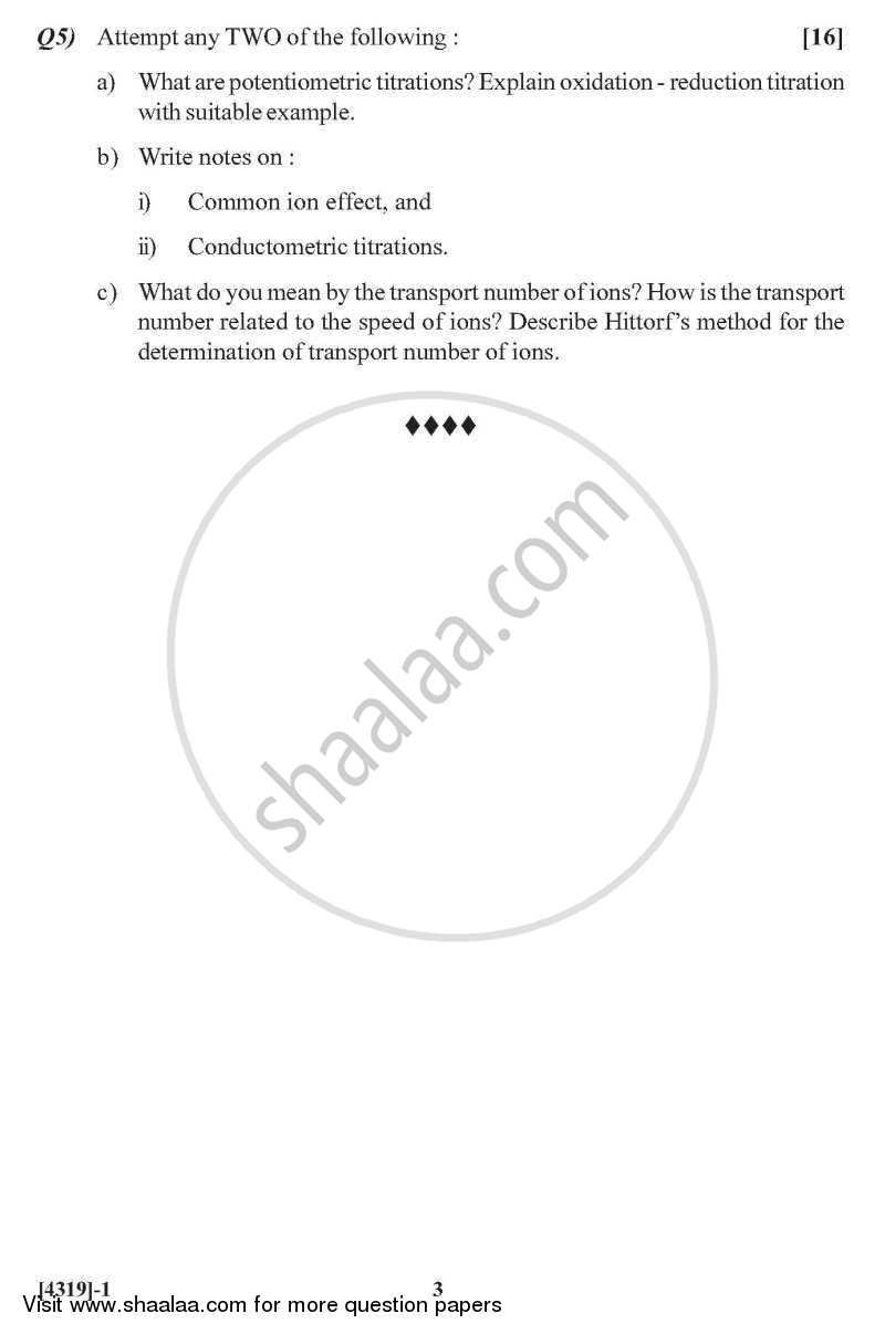 Fundamentals of Chemistry 2013-2014 - B.Sc. - Semester 2 (FYBSc) - University of Pune question paper with PDF download