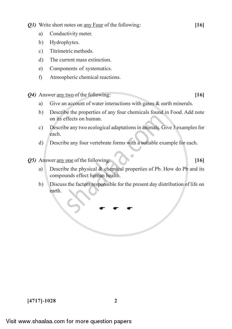 Fundamentals of Environmental Chemistry and Fundamentals of Environmental Biology 2014-2015 - B.Sc. - Semester 2 (FYBSc) - University of Pune question paper with PDF download