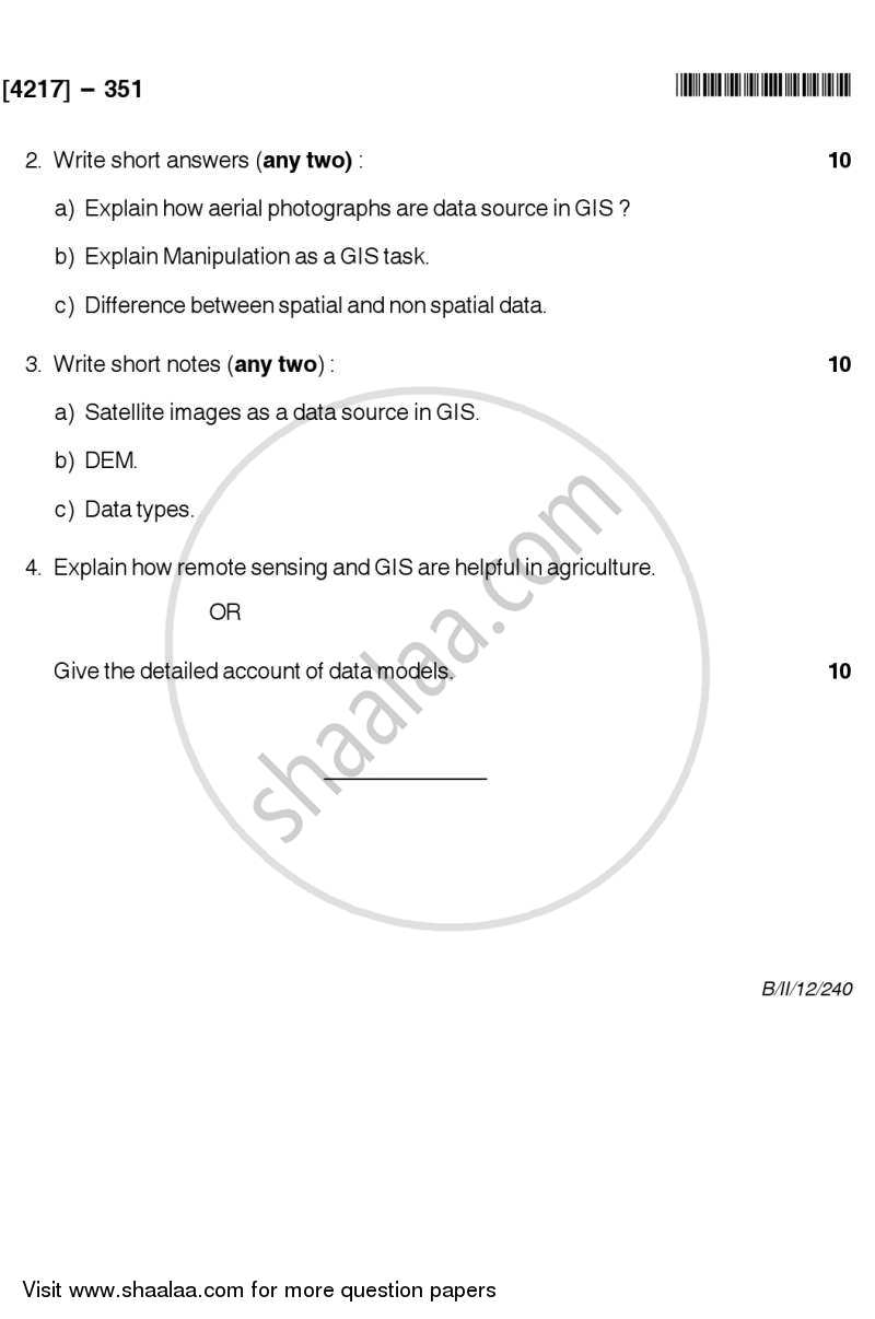 Fundamentals of Geoinformatics 2 2012-2013 - B.Sc. - Semester 5 (TYBSc) - University of Pune question paper with PDF download