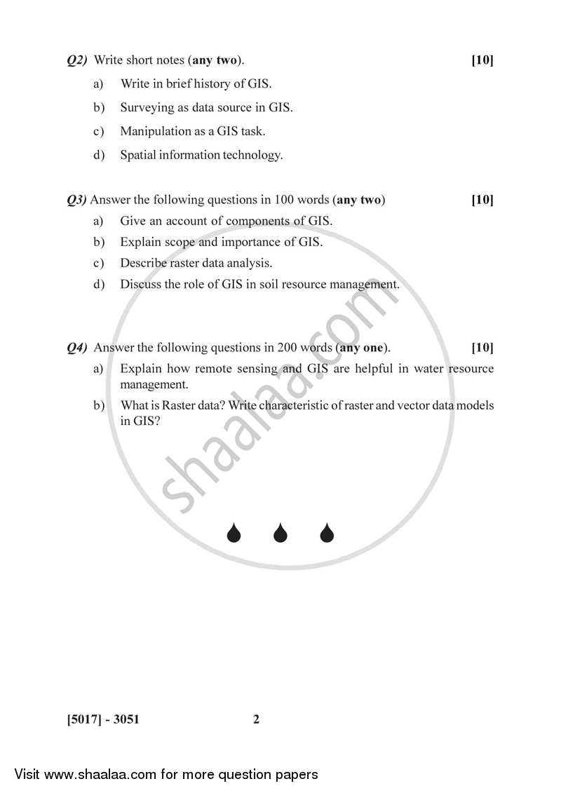 Fundamentals of Geoinformatics 2 2016-2017 - B.Sc. - Semester 5 (TYBSc) - University of Pune question paper with PDF download