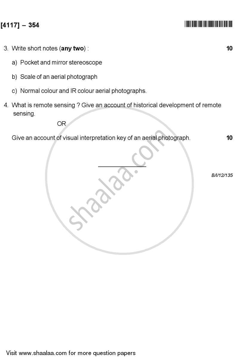Fundamentals of Geoinformatics 3 2011-2012 - B.Sc. - Semester 5 (TYBSc) - University of Pune question paper with PDF download