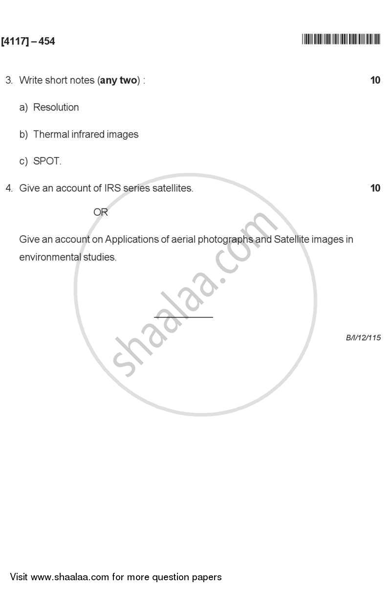 Fundamentals of Geoinformatics 4 2011-2012 - B.Sc. - Semester 6 (TYBSc) - University of Pune question paper with PDF download