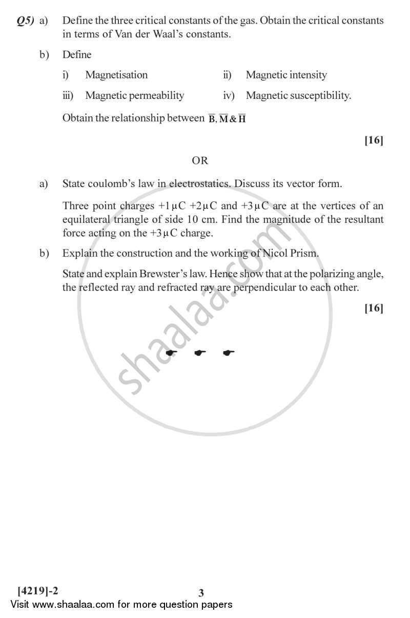 Fundamentals of Physics 2012-2013 - B.Sc. - Semester 2 (FYBSc) - University of Pune question paper with PDF download