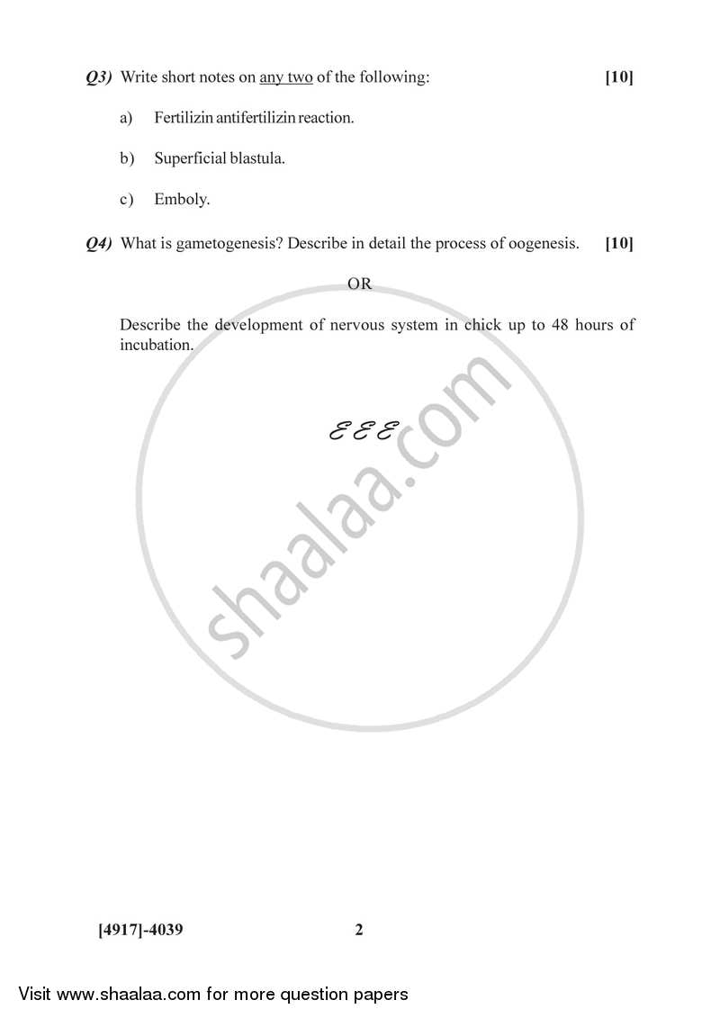 General Embryology 2015-2016 - B.Sc. - Semester 6 (TYBSc) - University of Pune question paper with PDF download