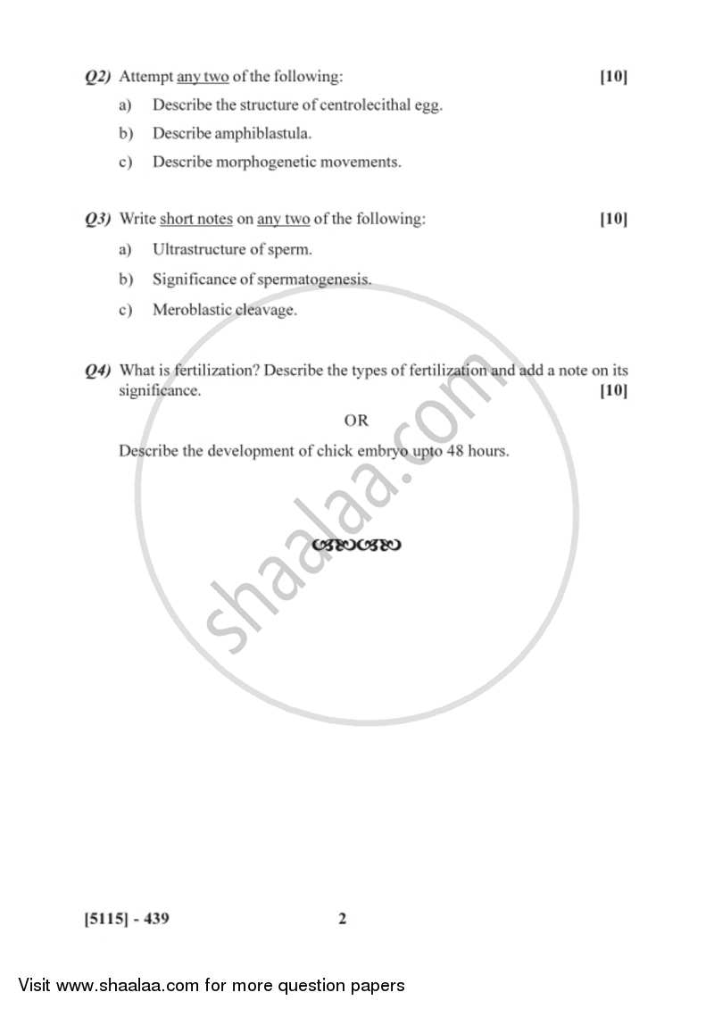 General Embryology 2016-2017 - B.Sc. - Semester 6 (TYBSc) - University of Pune question paper with PDF download