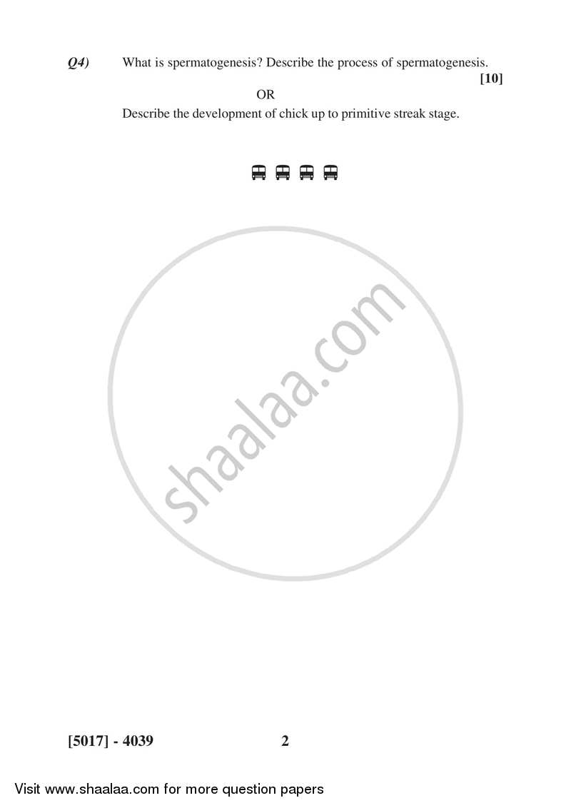 General Embryology 2016-2017 - B.Sc. - Semester 6 (TYBSc) - University of Pune question paper with PDF download