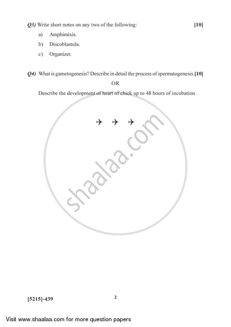 General Embryology 2017-2018 - B.Sc. - Semester 6 (TYBSc) - University of Pune question paper with PDF download