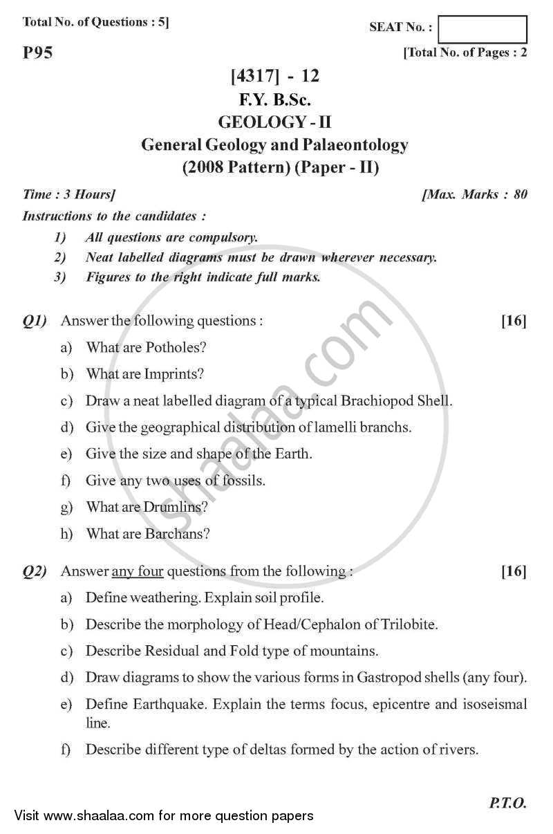 General Geology and Palaeontology 2013-2014 - B.Sc. - Semester 2 (FYBSc) - University of Pune question paper with PDF download