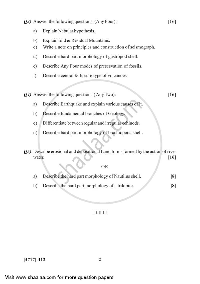 General Geology and Palaeontology 2014-2015 - B.Sc. - Semester 2 (FYBSc) - University of Pune question paper with PDF download