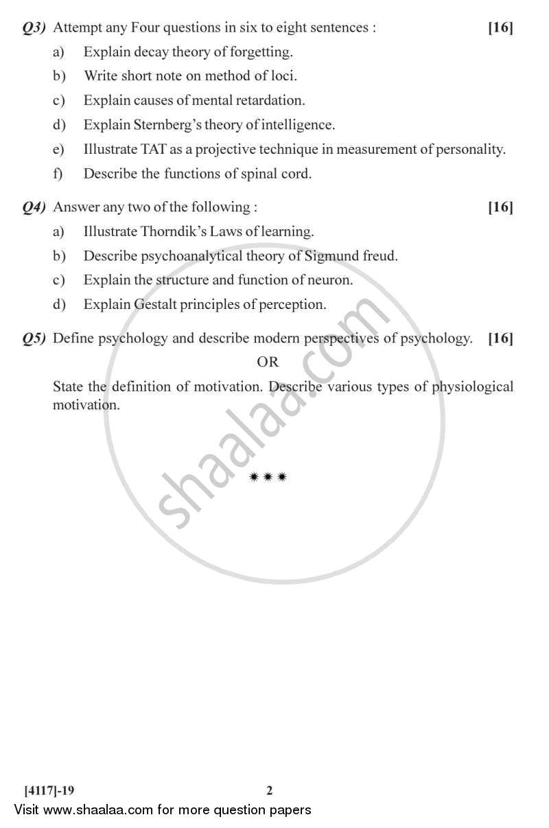 General Psychology 2012-2013 - B.Sc. - Semester 2 (FYBSc) - University of Pune question paper with PDF download
