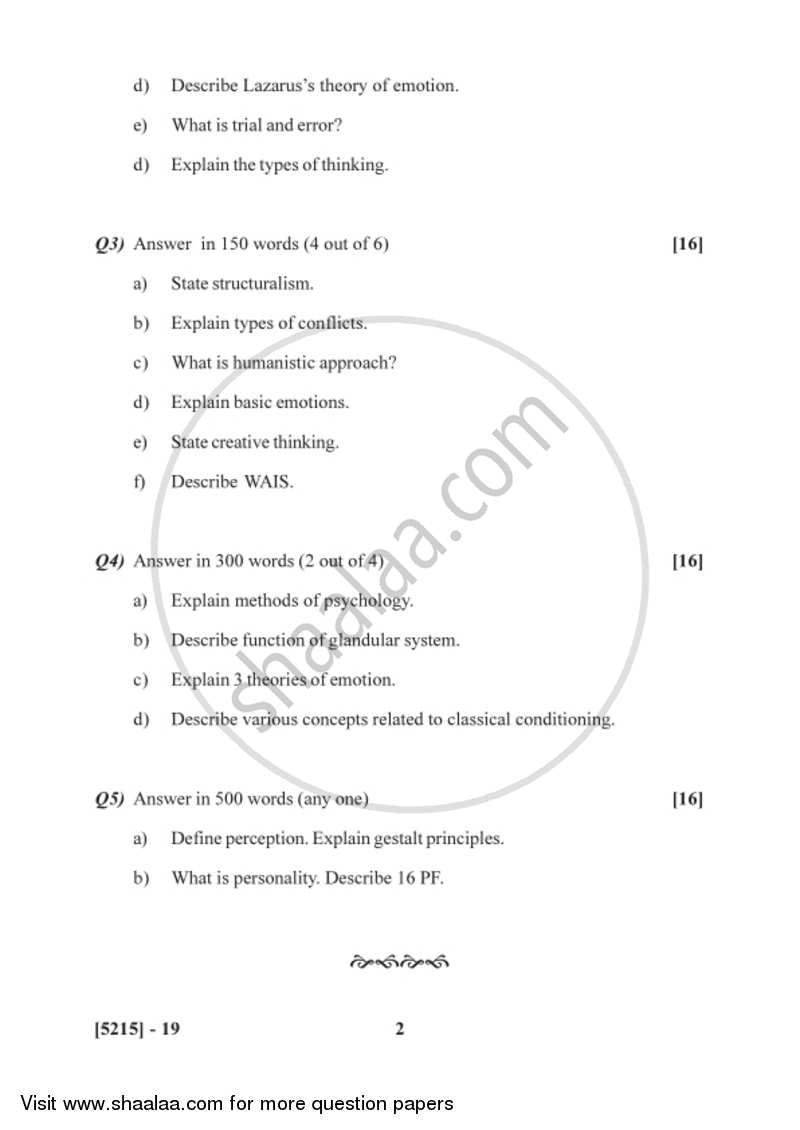 General Psychology 2017-2018 - B.Sc. - Semester 2 (FYBSc) - University of Pune question paper with PDF download