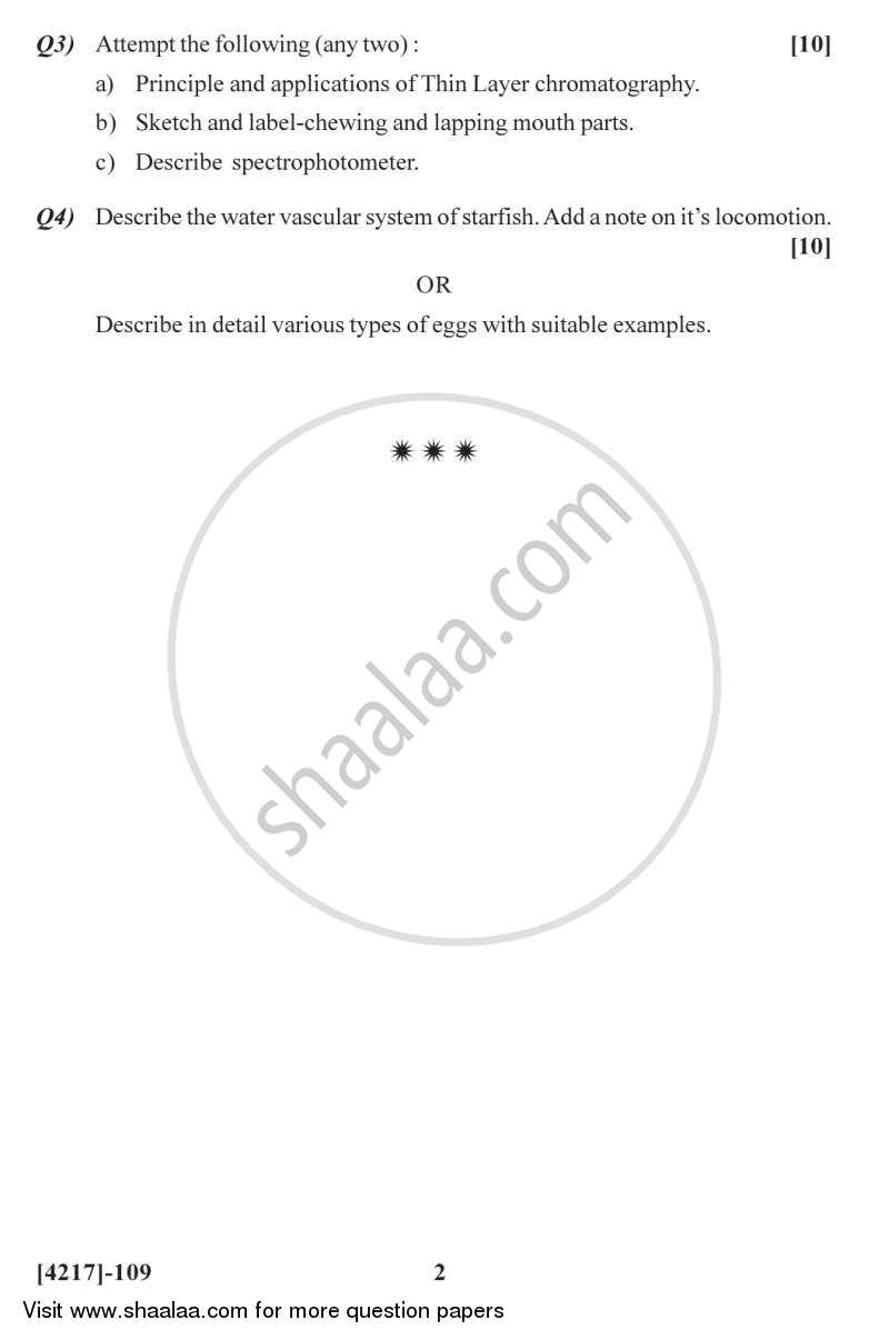 General Zoology and Biological Techniques 1 2012-2013 - B.Sc. - Semester 3 (SYBSc) - University of Pune question paper with PDF download