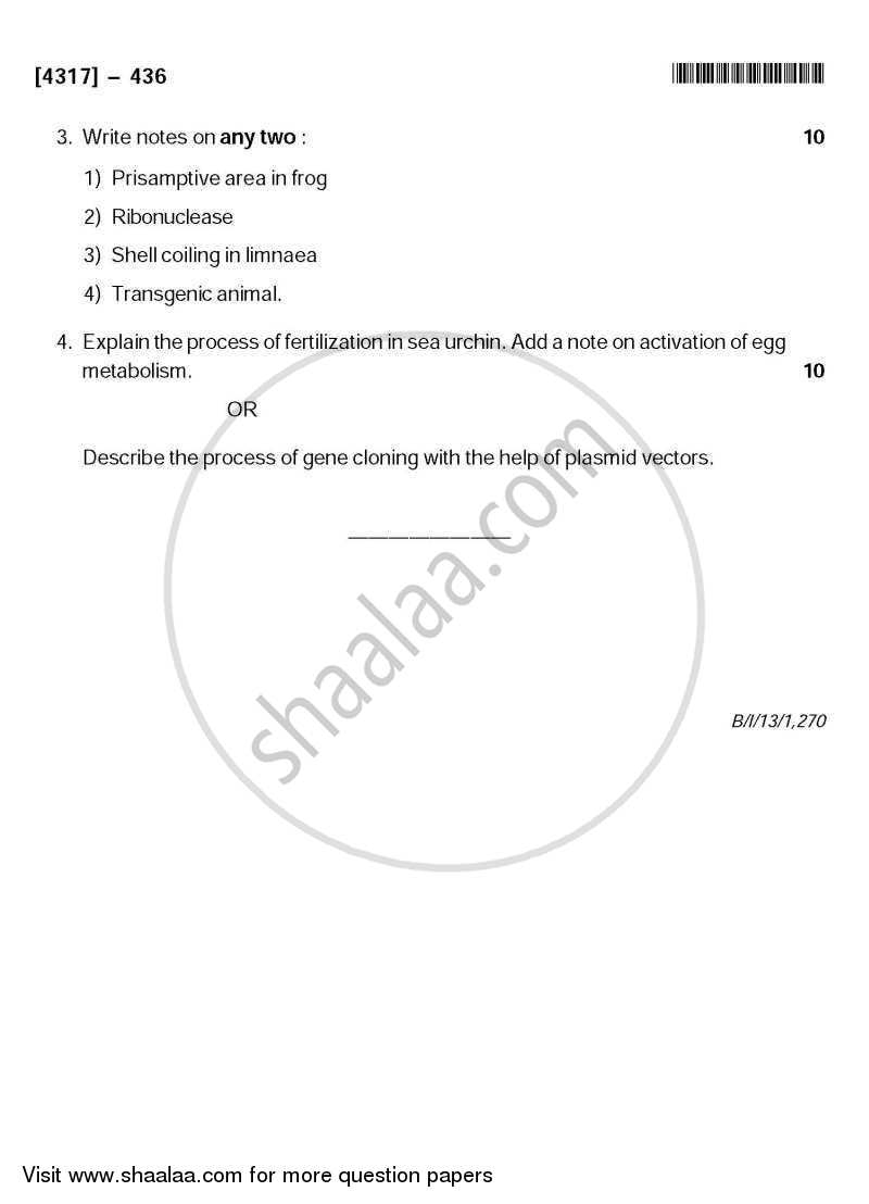 Genetics and Developmental Biology 2013-2014 - B.Sc. - Semester 6 (TYBSc) - University of Pune question paper with PDF download