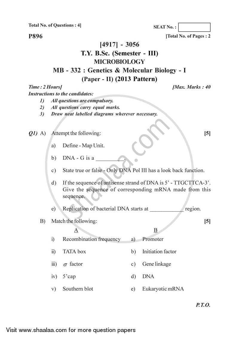 Genetics and Evolution 2015-2016 - B.Sc. - Semester 5 (TYBSc) - University of Pune question paper with PDF download