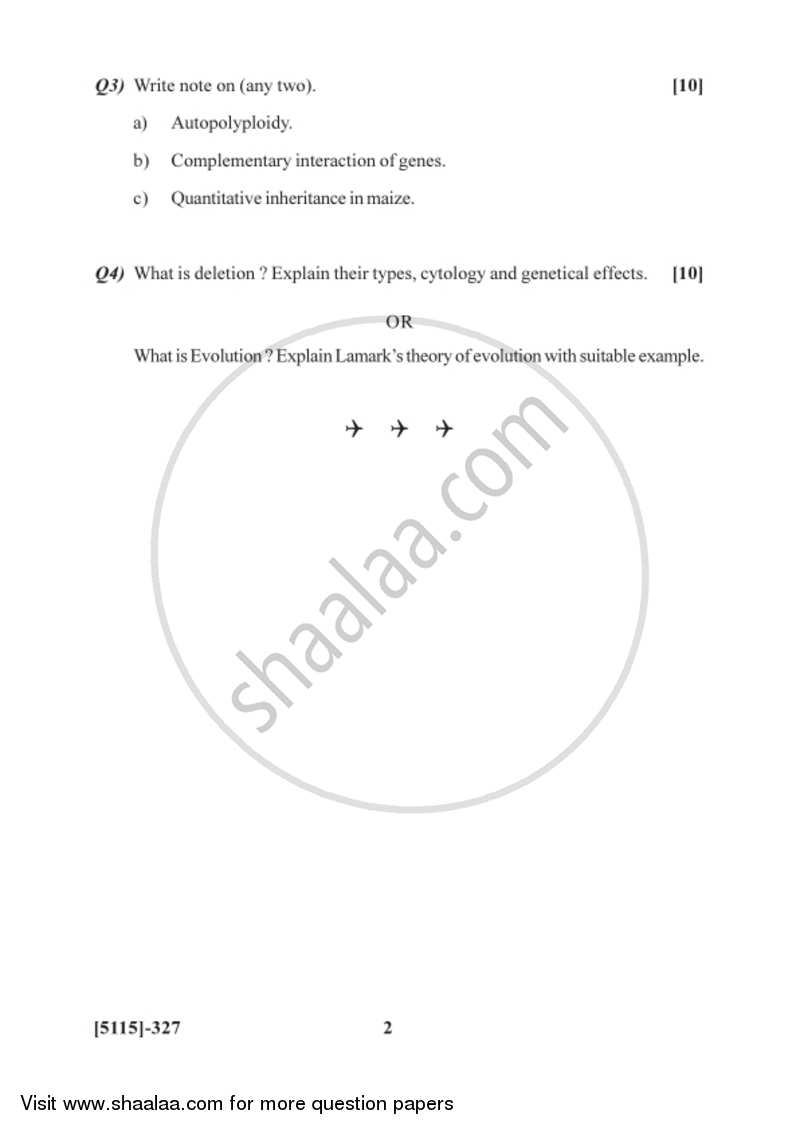 Genetics and Evolution 2016-2017 - B.Sc. - Semester 5 (TYBSc) - University of Pune question paper with PDF download