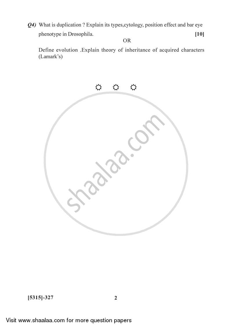 Genetics and Evolution 2017-2018 - B.Sc. - Semester 5 (TYBSc) - University of Pune question paper with PDF download