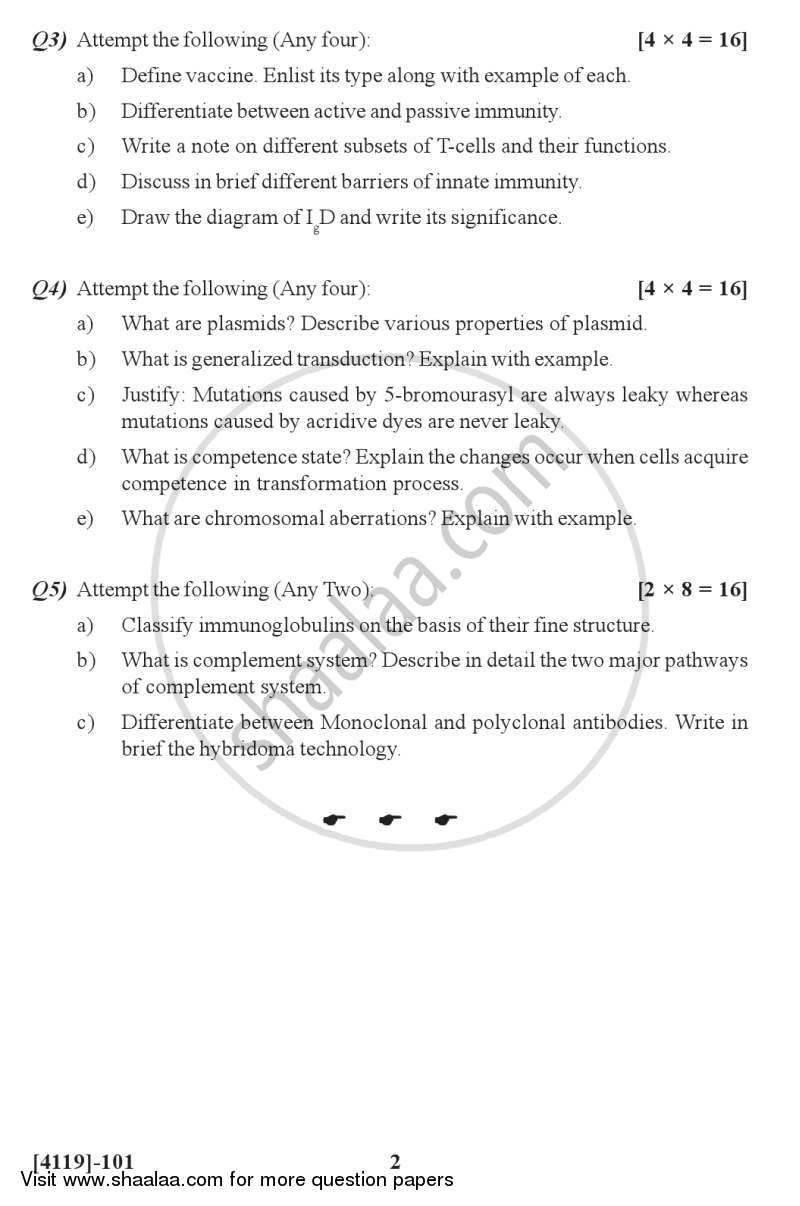 Genetics and Immunology 2012-2013 - B.Sc. - Semester 3 (SYBSc) - University of Pune question paper with PDF download
