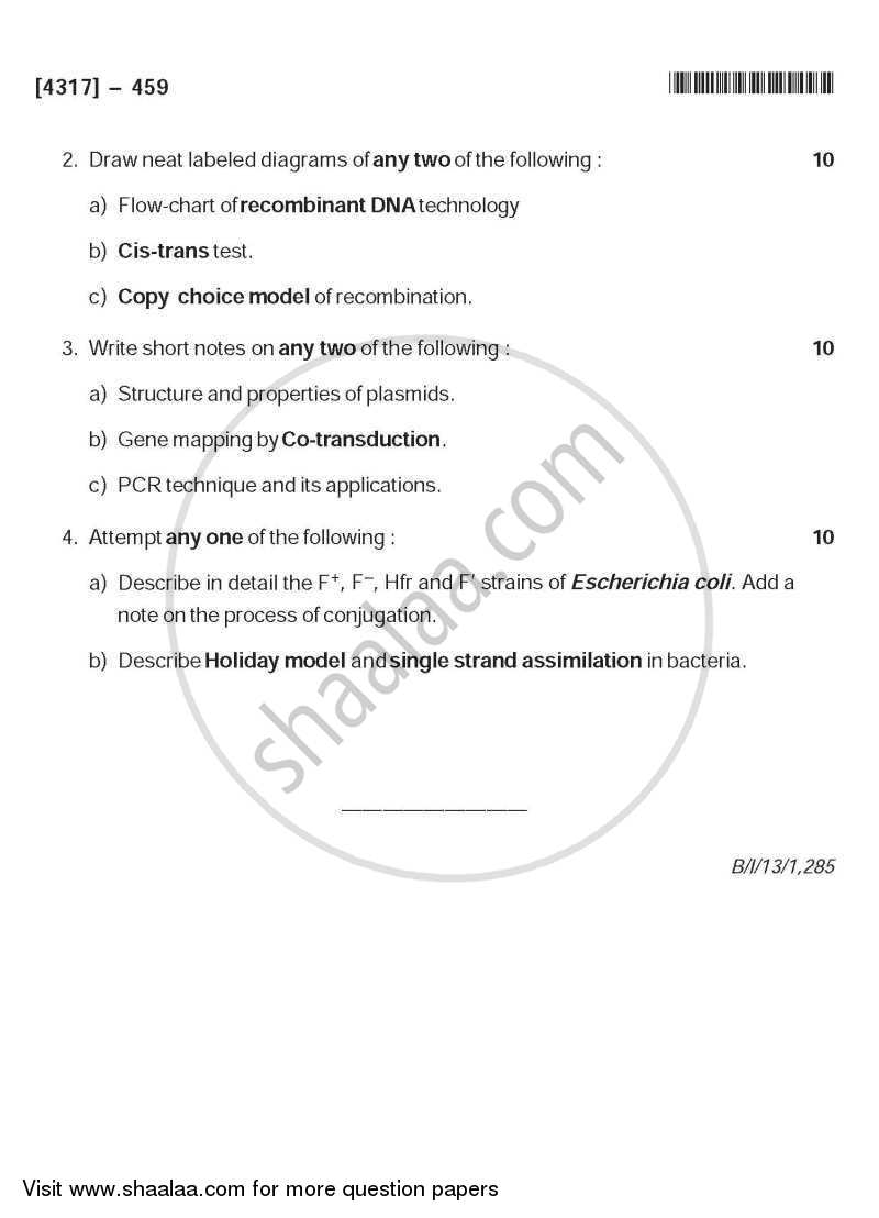 Genetics and Molecular Biology 2 2013-2014 - B.Sc. - Semester 6 (TYBSc) - University of Pune question paper with PDF download