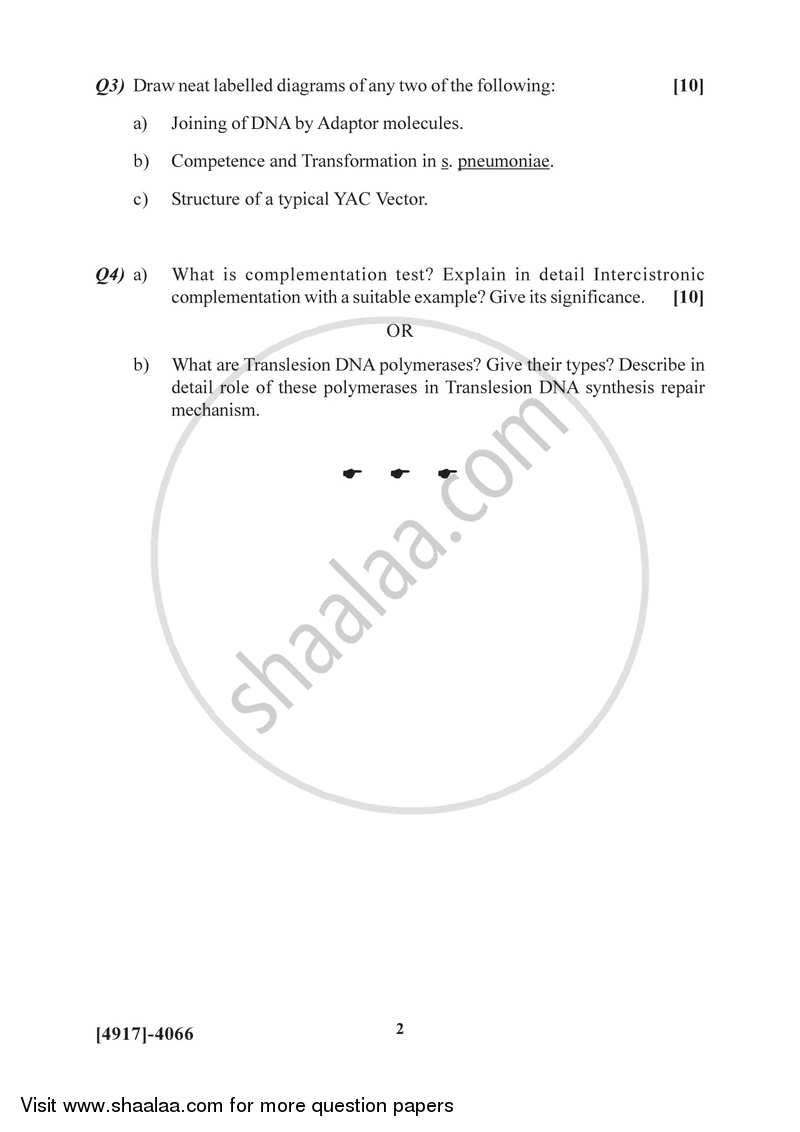 Genetics and Molecular Biology 2 2015-2016 - B.Sc. - Semester 6 (TYBSc) - University of Pune question paper with PDF download