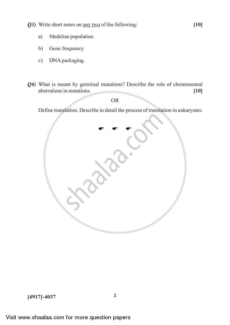 Genetics and Molecular Biology 2015-2016 - B.Sc. - Semester 6 (TYBSc) - University of Pune question paper with PDF download