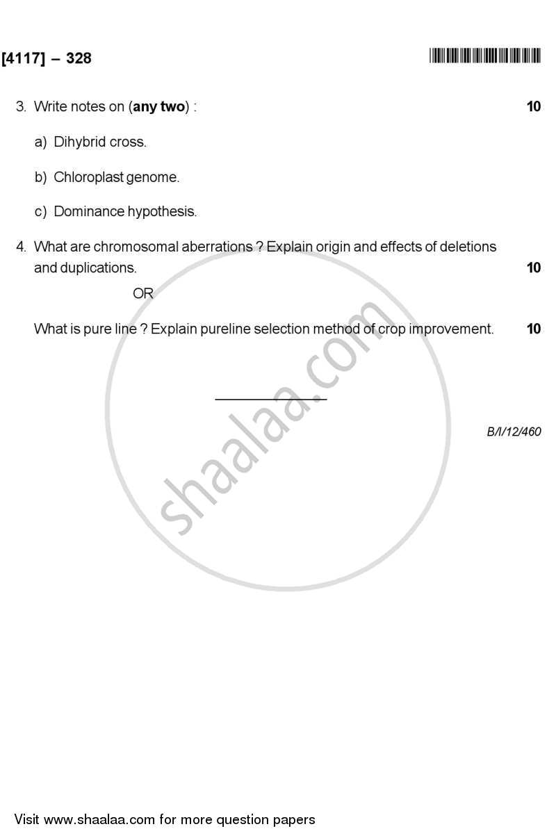 Genetics and Plant Breeding 2012-2013 - B.Sc. - Semester 5 (TYBSc) - University of Pune question paper with PDF download
