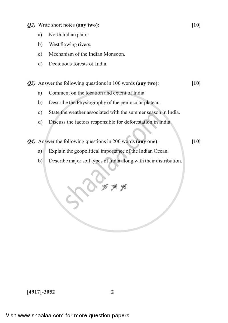 Geography of India 1 2015-2016 - B.Sc. - Semester 5 (TYBSc) - University of Pune question paper with PDF download