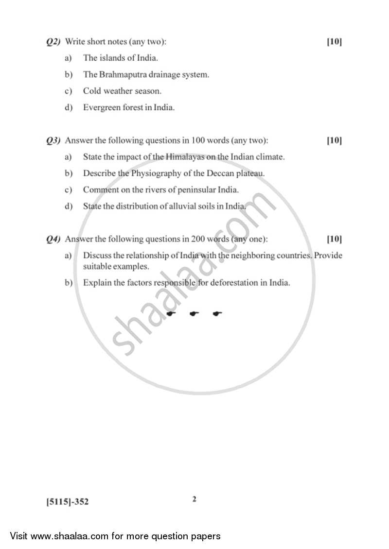 Geography of India 1 2016-2017 - B.Sc. - Semester 5 (TYBSc) - University of Pune question paper with PDF download