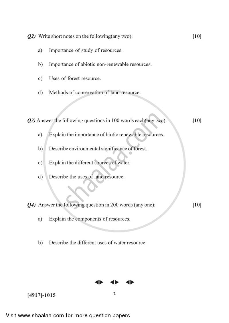 Geography of Resources 1 2015-2016 - B.Sc. - Semester 3 (SYBSc) - University of Pune question paper with PDF download