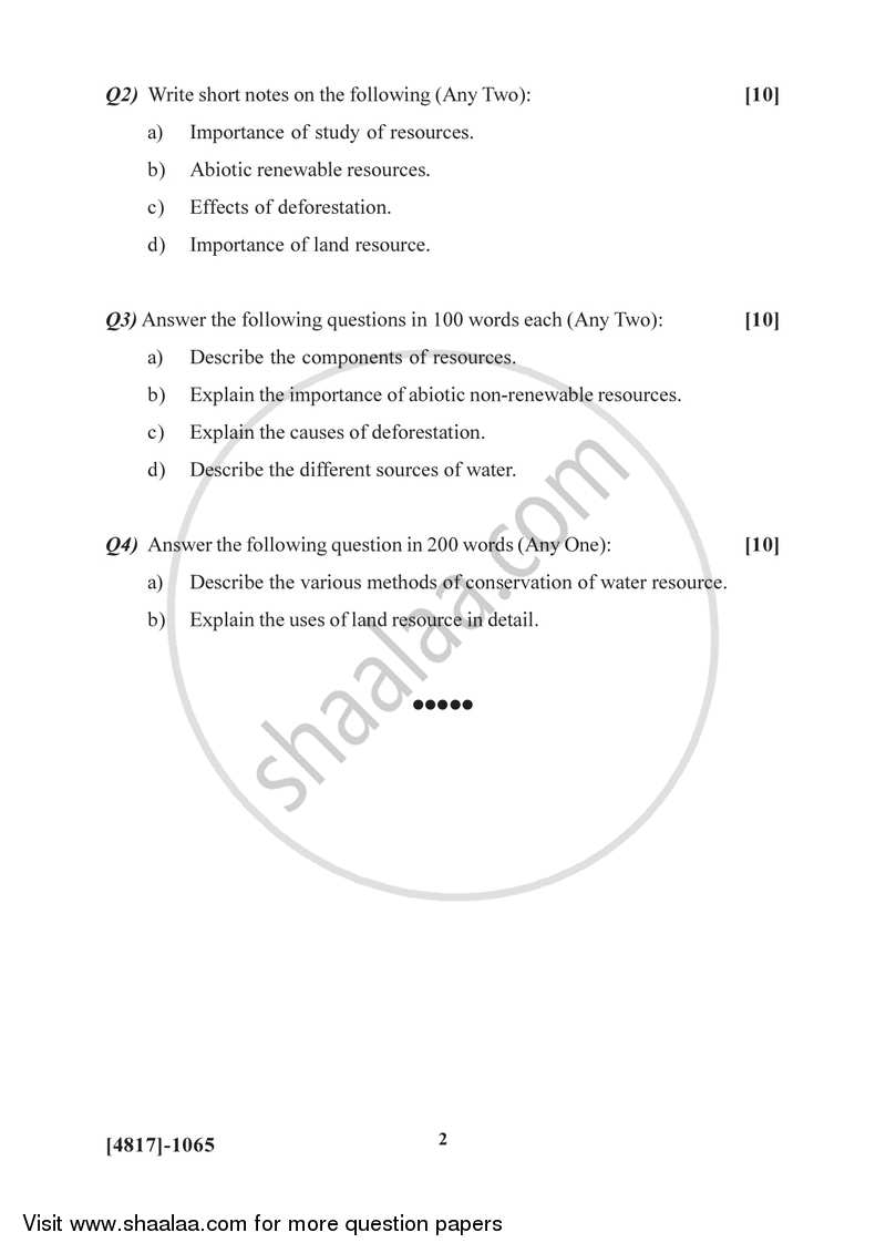 Geography of Resources 1 2015-2016 - B.Sc. - Semester 3 (SYBSc) - University of Pune question paper with PDF download