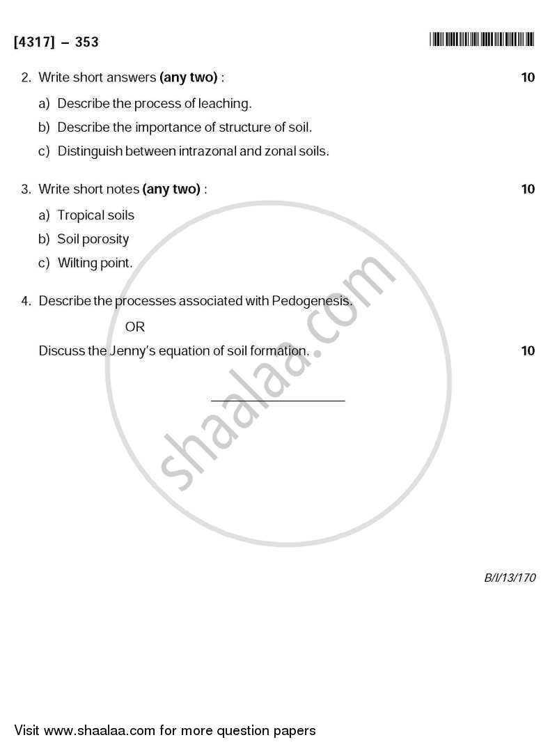 Geography of Soils 1 2012-2013 - B.Sc. - Semester 5 (TYBSc) - University of Pune question paper with PDF download