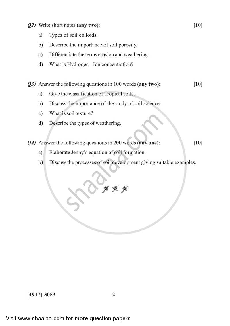 Geography of Soils 1 2015-2016 - B.Sc. - Semester 5 (TYBSc) - University of Pune question paper with PDF download