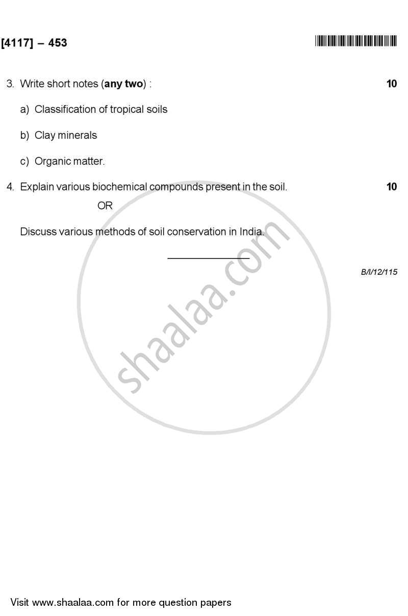 Geography of Soils 2 2011-2012 - B.Sc. - Semester 6 (TYBSc) - University of Pune question paper with PDF download