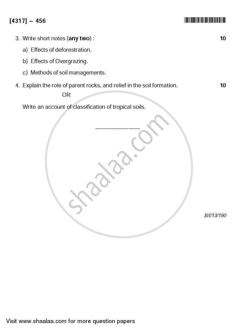 Geography of Soils 2 2012-2013 - B.Sc. - Semester 6 (TYBSc) - University of Pune question paper with PDF download