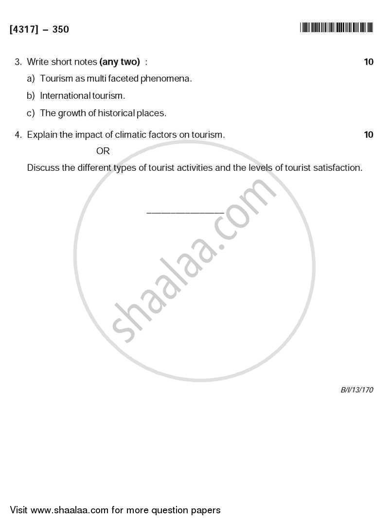 Geography of Travel and Tourism 1 2012-2013 - B.Sc. - Semester 5 (TYBSc) - University of Pune question paper with PDF download