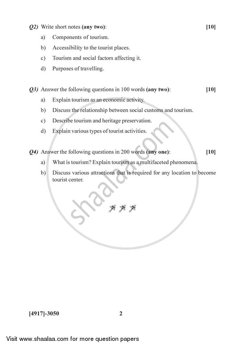 Geography of Travel and Tourism 1 2015-2016 - B.Sc. - Semester 5 (TYBSc) - University of Pune question paper with PDF download