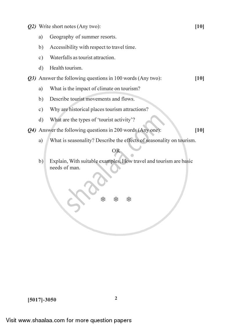 Geography of Travel and Tourism 1 2016-2017 - B.Sc. - Semester 5 (TYBSc) - University of Pune question paper with PDF download