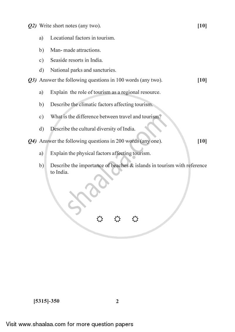 Geography of Travel and Tourism 1 2017-2018 - B.Sc. - Semester 5 (TYBSc) - University of Pune question paper with PDF download