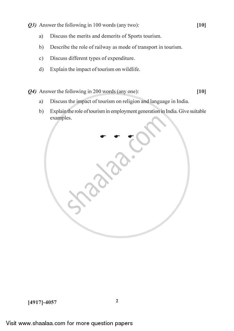 Geography of Travel and Tourism 2 2015-2016 - B.Sc. - Semester 6 (TYBSc) - University of Pune question paper with PDF download