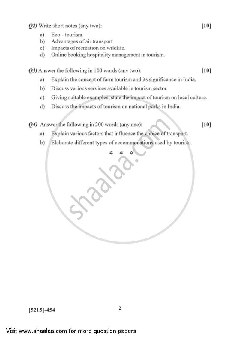 Geography of Travel and Tourism 2 2017-2018 - B.Sc. - Semester 6 (TYBSc) - University of Pune question paper with PDF download