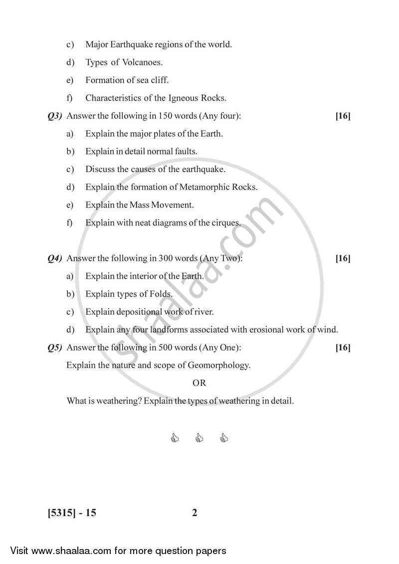 Geomorphology 2017-2018 - B.Sc. - Semester 2 (FYBSc) - University of Pune question paper with PDF download