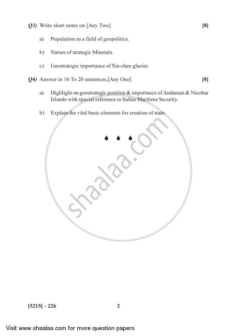 Geopolitics 2017-2018 - B.Sc. - Semester 4 (SYBSc) - University of Pune question paper with PDF download
