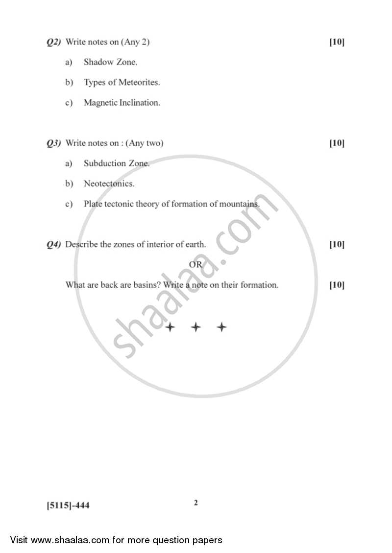 Geotectonics 2016-2017 - B.Sc. - Semester 6 (TYBSc) - University of Pune question paper with PDF download