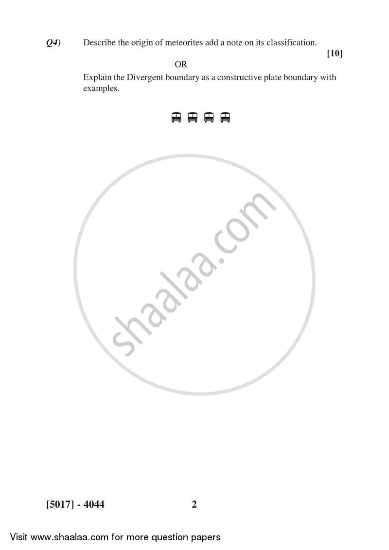 Geotectonics 2016-2017 - B.Sc. - Semester 6 (TYBSc) - University of Pune question paper with PDF download